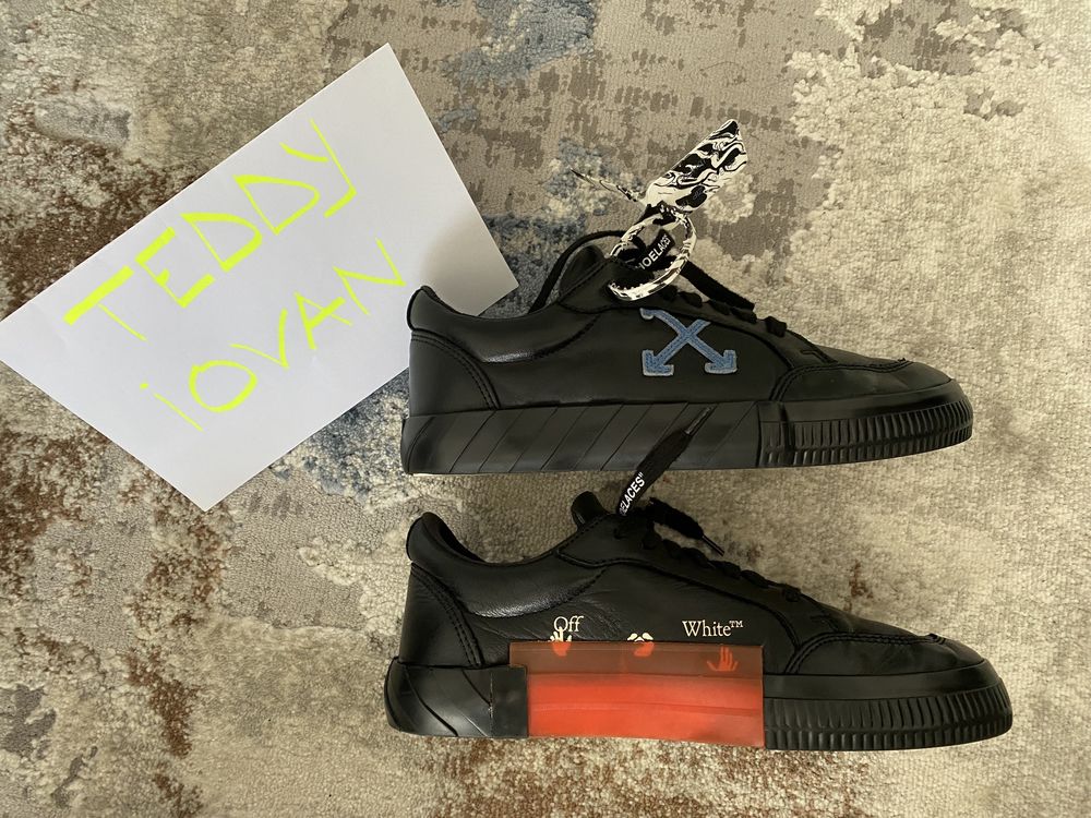 Off - White Low Vulcanized Nappa Leather Black Blue