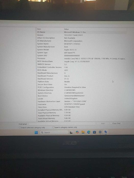 Laptop Acer Asipre 5