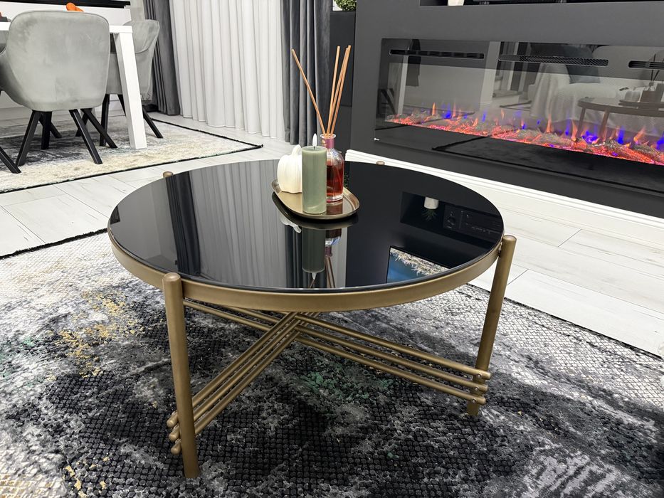 Măsuță de cafea 41x80 cm auriu/negru