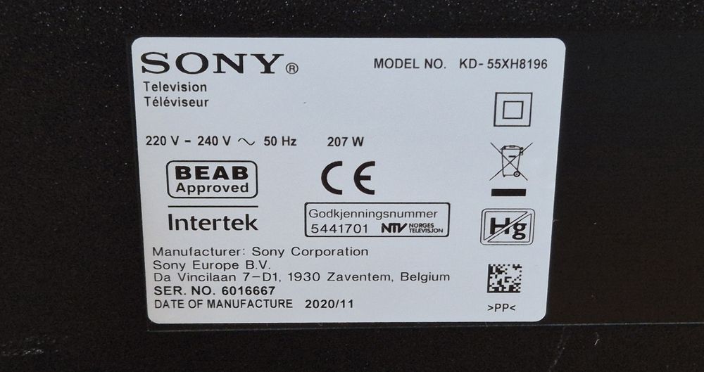 Sony KD-55XH8196 Android, 4K, UltraHD, Smart, WiFi
