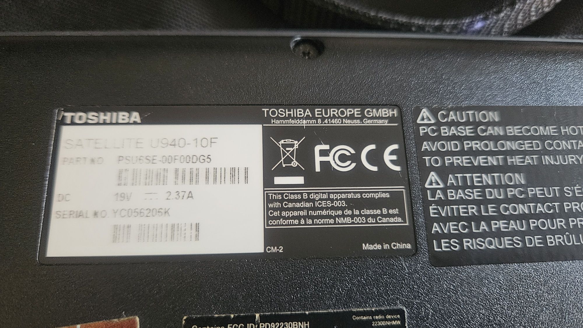 Laptop ultrabook toshiba satellite
