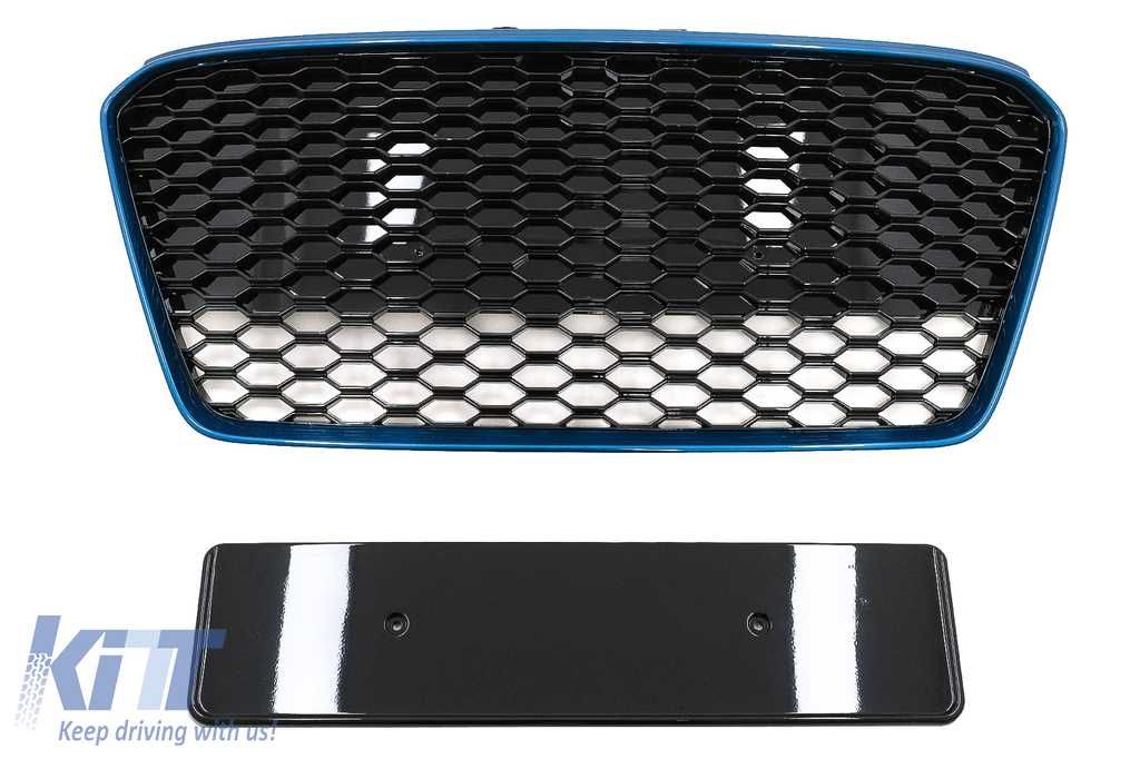 Grila pentru Audi R8 42 (2013-2015) RS Design Negru Lucios/ Albastru