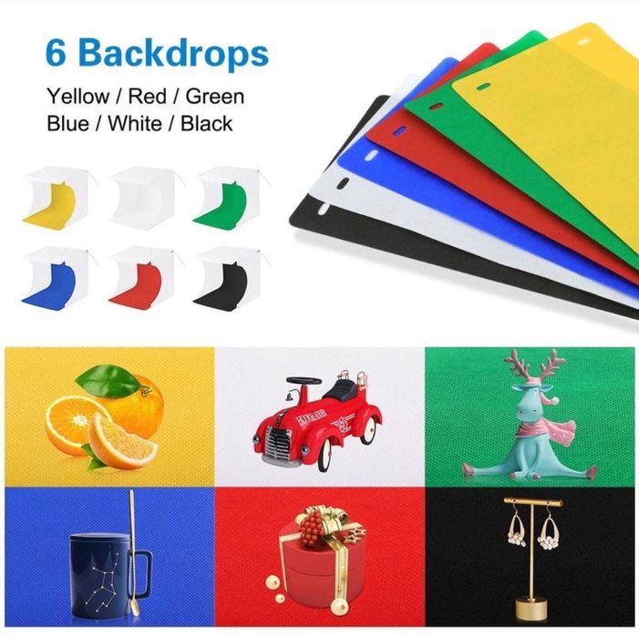 Компактный фотобокс 25 см + 6 сменных фонов. Для предметной сьемки.