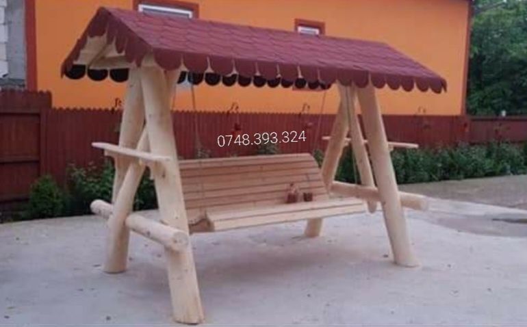 Balansoar  lemn cu leagăn copil