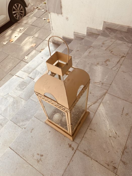 Голям винтидж фенер в стил Shabby Chic – 75 см, метал и стъкло