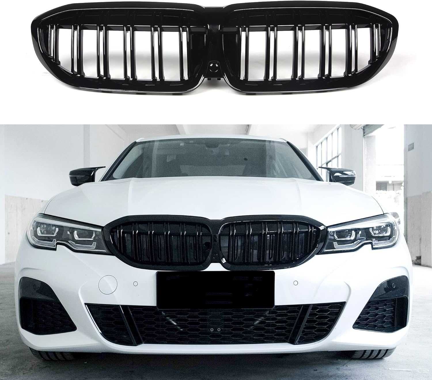 Двойни Решетки M Бъбреци за BMW 3 G20 G21 2019>2022 Черен Гланц