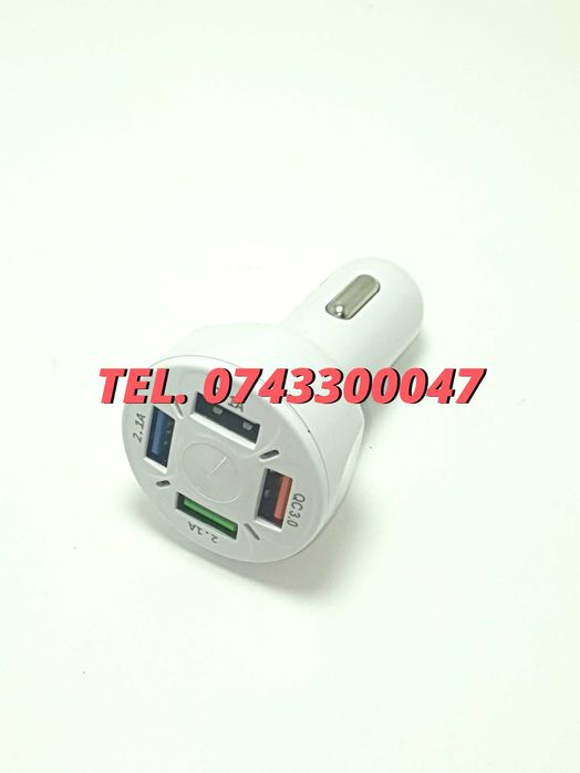 Incarcator Universal Masina Auto 4 Porturi Bricheta Usb Qc Fastcharge