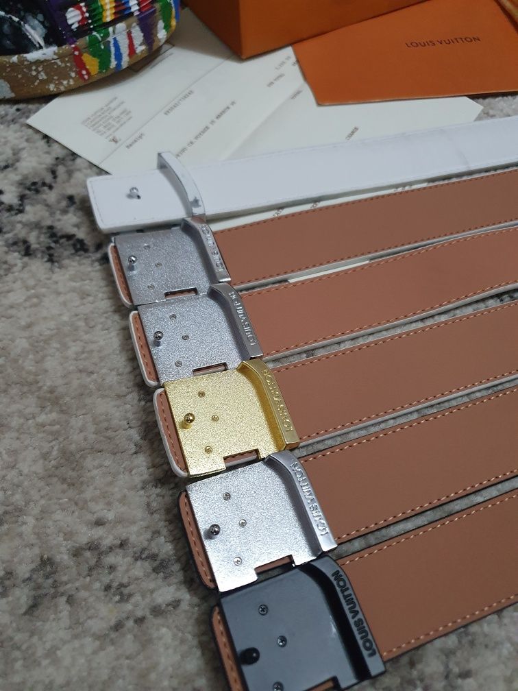 Louis Vuitton Gold & Cream LV Belt