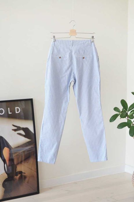 H&M страхотен раиран панталон с висока талия от 100% памук