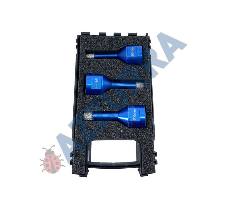 Set carote pt. gresie portelanata piatra diametrul 6, 8, 10mm cu ceara