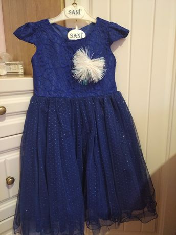 Платье синее бальное пышное на 3-5 лет