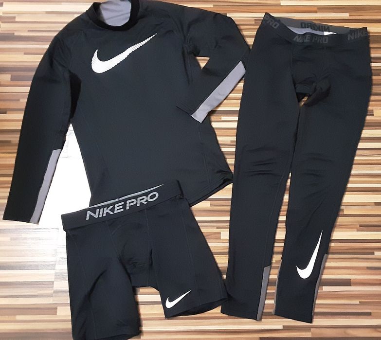 (XL 158/170) NIKE Pro оригинални къс,дълъг термо клин и термоблуза