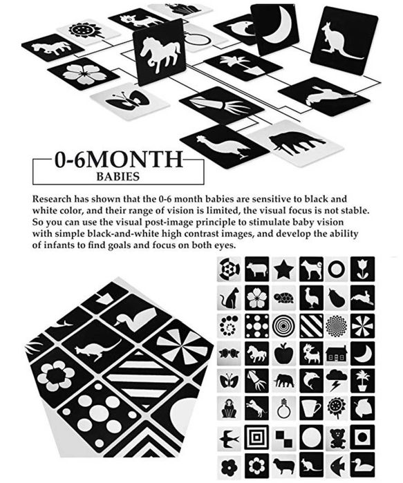 Стем Двустранни Черно-бели шаблони STEM за визуално стимулиране