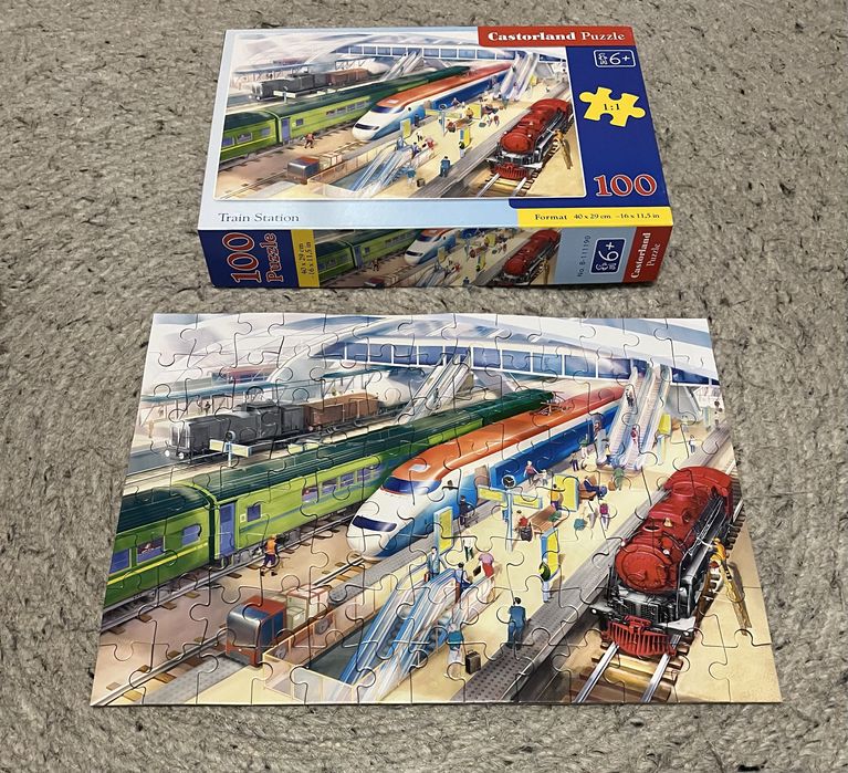 Puzzle Castorland Train Station de 100 piese pentru copii 6+ ani