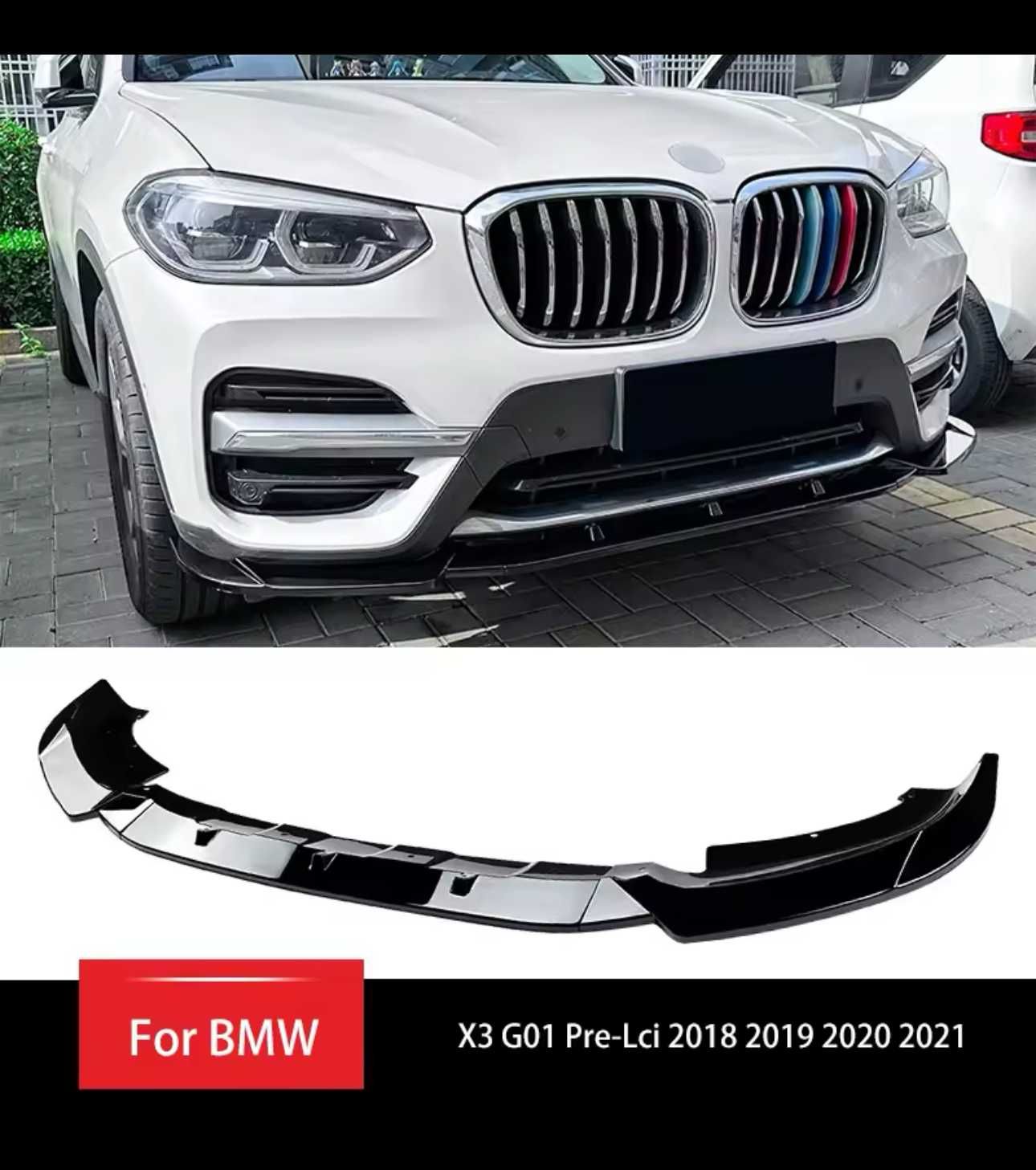 Лип за предна броня BMW X3 G01 2018/2021 pre lci добавка 3 части черен