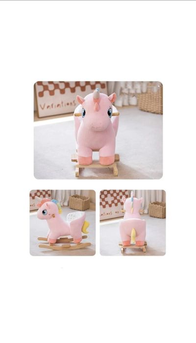 Balansoar unicorn roz din plus, Krista, multifunctional