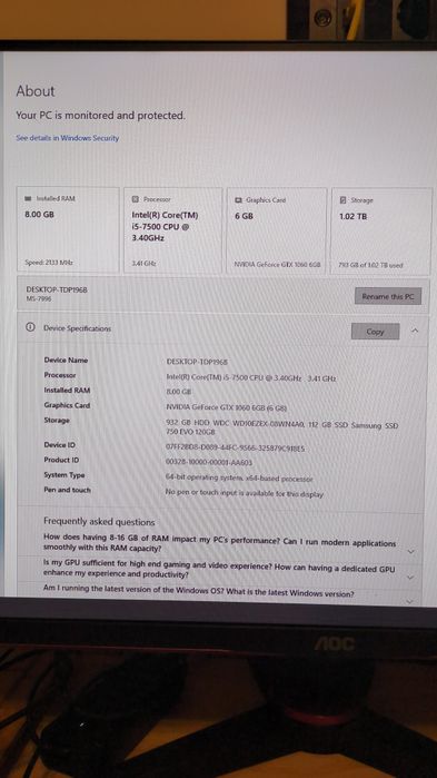 Calculator, PC, desktop intel i5 gtx 1060