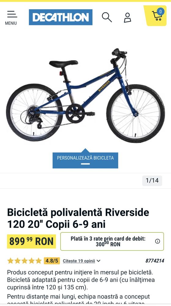 Bicicletă polivalentă Riverside 120 20'' Copii 6-9 ani