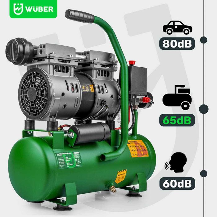 Compresor de aer silentios Wuber, putere 550W, rezervor 9L