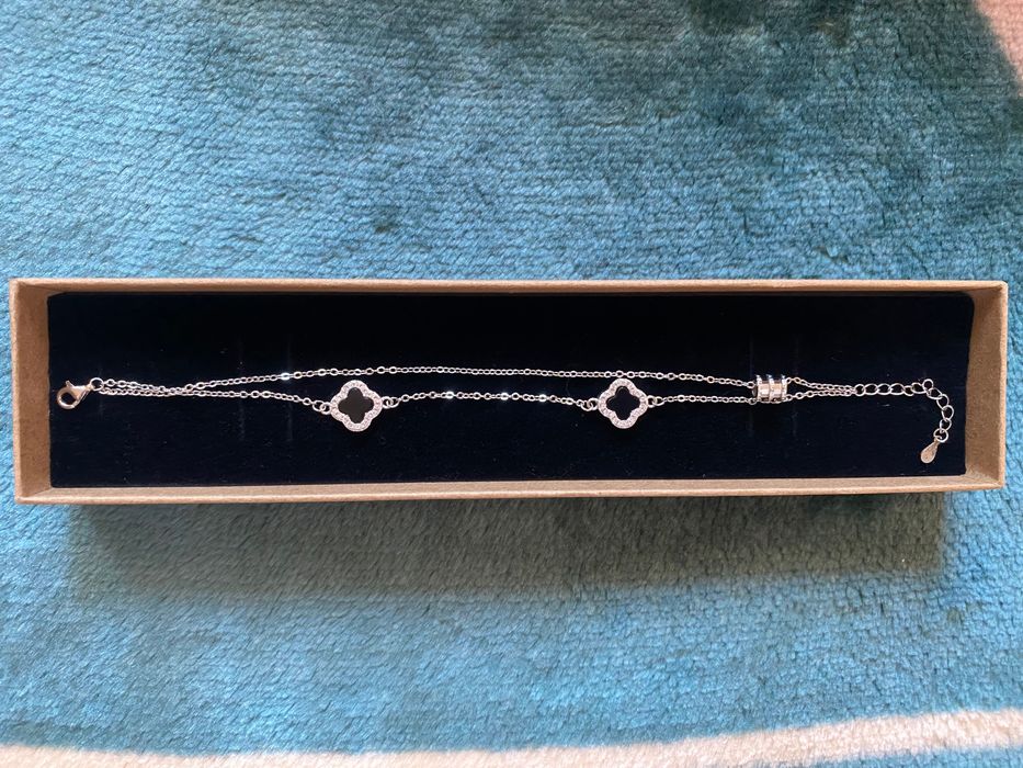 Bratara zirconiu alb si negru din argint noua