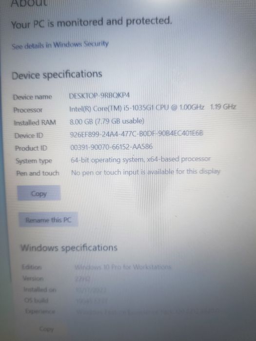 Laptop HP 250 G7 Generatia 10 cu ssd 500 si 8 GB RAM ddr4