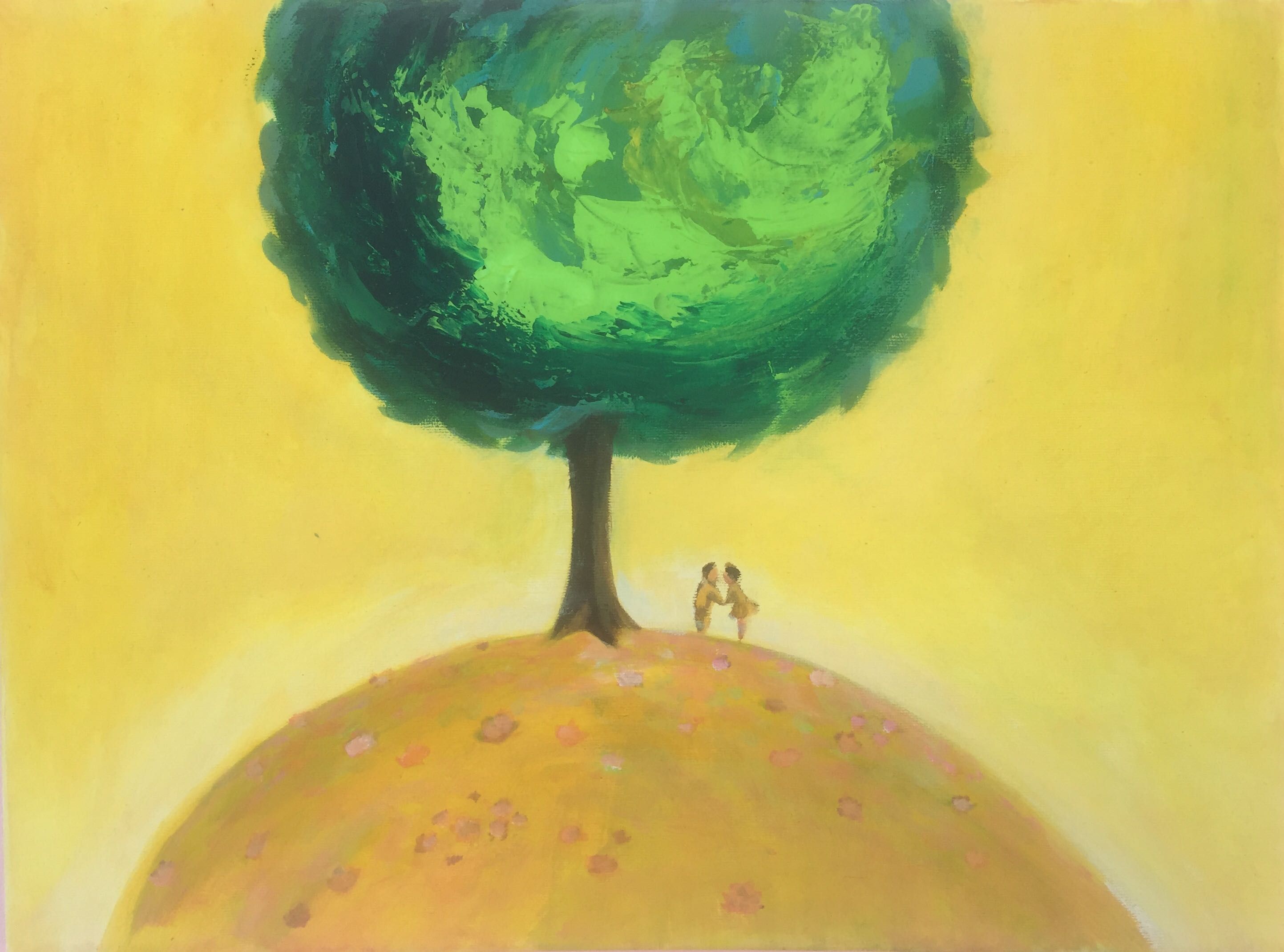 ОРИГИНАЛНА картина на платно “Любовно дърво” - цветен подарък