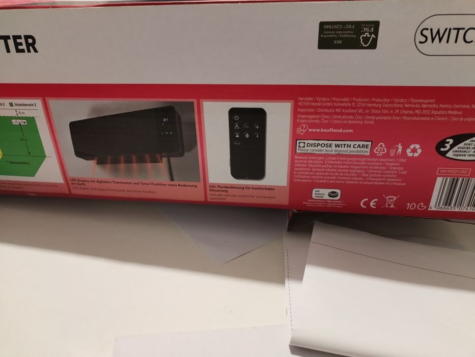 Керамична вентилаторна печка за стена/конвектор