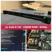 HPE DL360 G10 2* Xeon Gold 6146, 256GB DDR4, NVMe, 10 SFF сървър