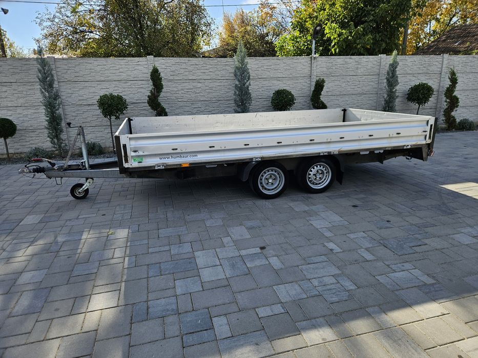 Trailer  drept cu podul plin pentru excavator bob cat stivuitorhumbaur