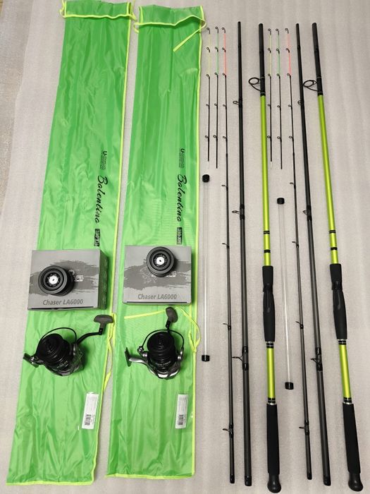 SET 2 Feedere ROBINHAN BOLENTINO 3.90m 180g + 2 Mulinete PRO FL CH6000