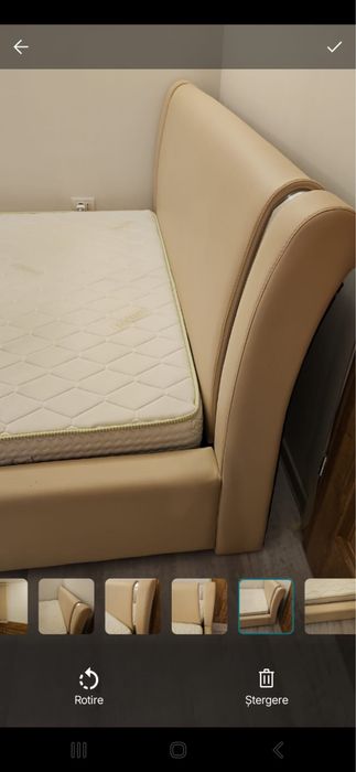 Pat tapitat crem 160x200 cu saltea