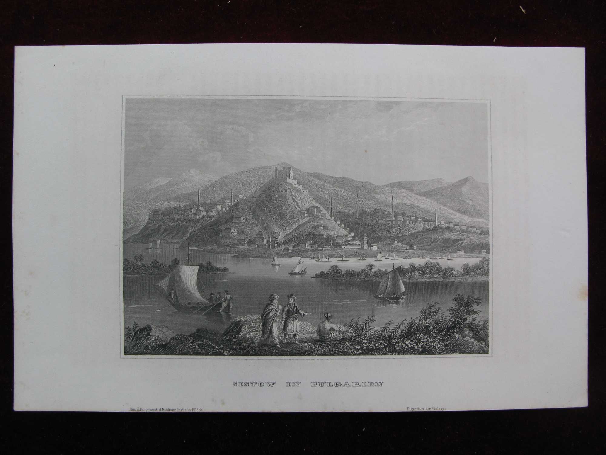 1855 - Стара Гравюра Свищов България Оригинал