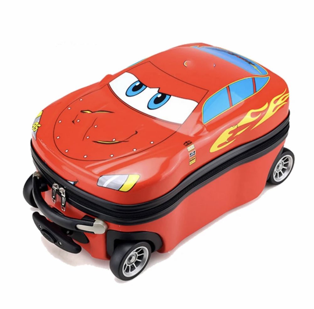 детски куфар BMW джип Син/Червен цвят 4 колела телескопична дръжка