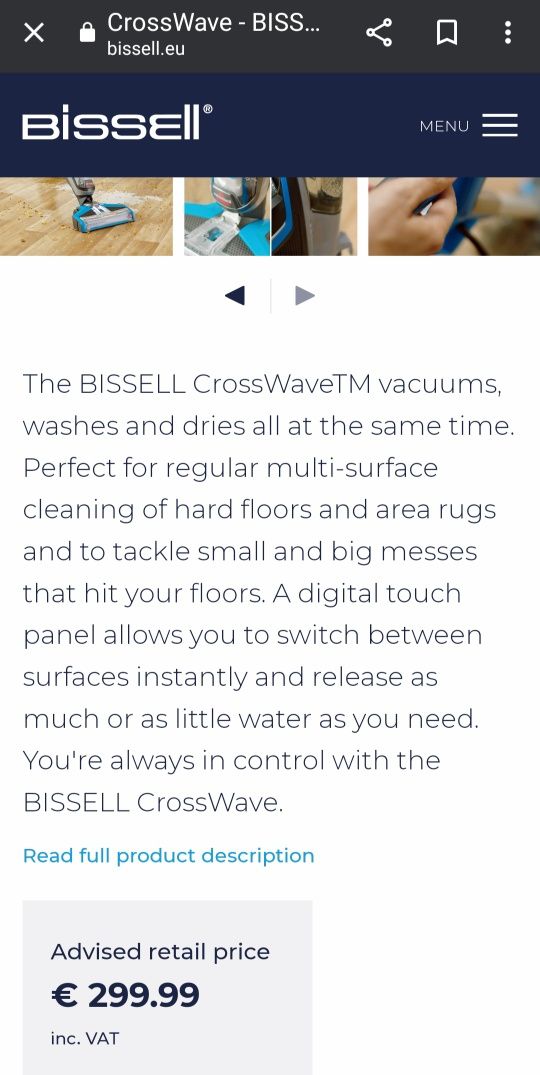 BISSELL CrossWave 3-en-1 model 17132 прахосмукачка(сухо, мокро почист)