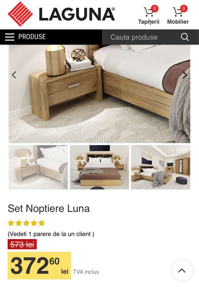 Set pat Luna plus doua noptiere si saltea super ortopedica