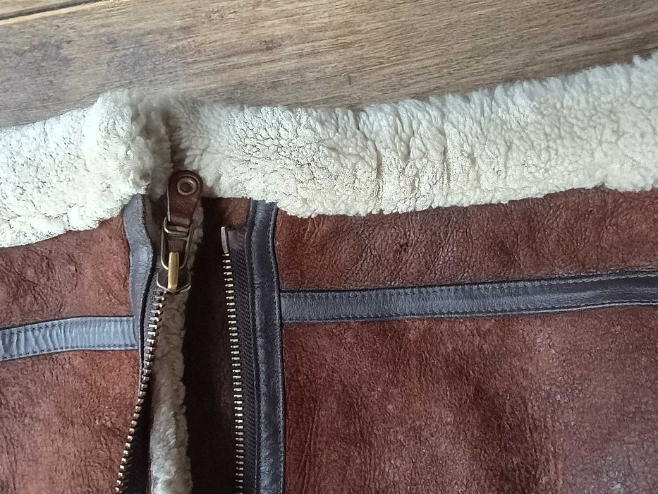 Пилотско Кожено Яке Кожух B3 100% Обърната Агнешка Кожа