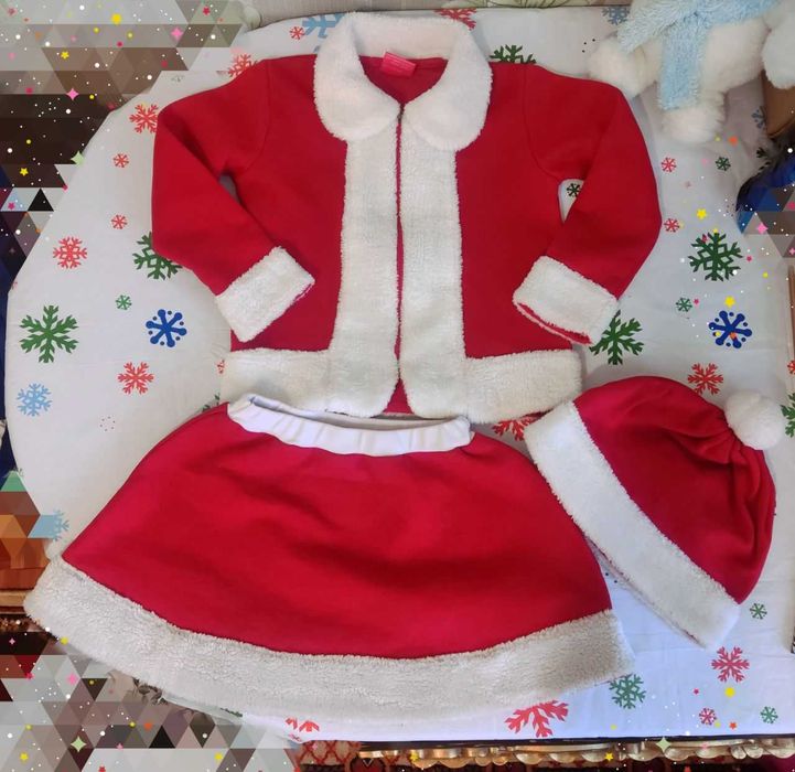 Красный новогодний костюм для девочки 5/6 лет