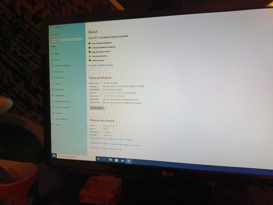 Desktop HP, Windows 10, i3 3.4GHz, 8GB RAM, 1TB HDD