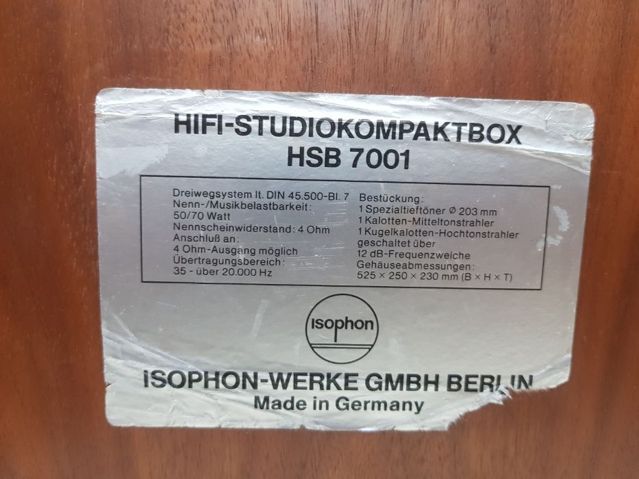 Boxe Isophon HSB 7001 (f rare)