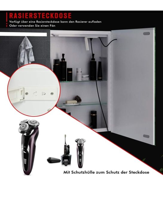 Dulap de baie metalic cu ogrindă led dim 90,5 x68,5 x 18,5 nou