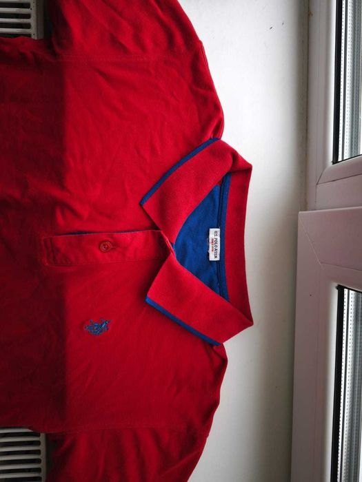 Tricou polo Ralph Lauren – roșu cu detalii albastre, mărimea S