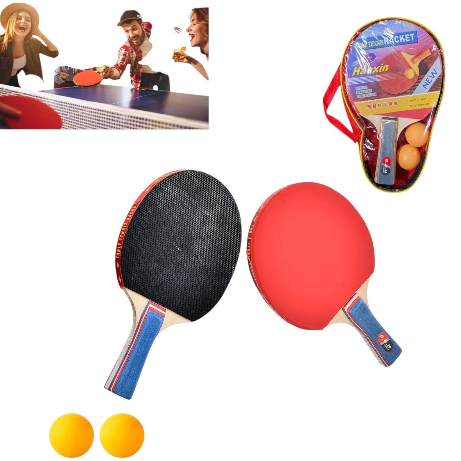 Palete de Joc Ping-Pong 24cm de Masa 2/set cu 2 Mingii Inculse