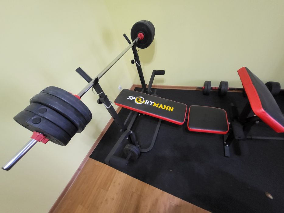Banca Sportmann pentru piept + Haltera 30 kg. Stare foarte bună