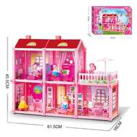 Детска двуетажна къща с кукла и обзавеждане - Код W3909