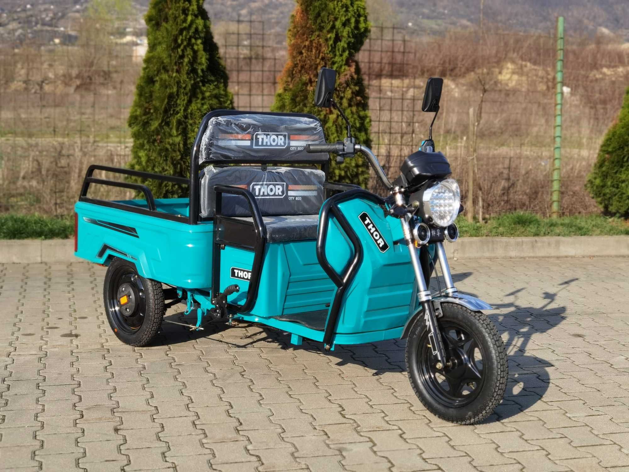 Triciclu electric tuk-tuk Thor Blue Sky nou Agramix Green Army