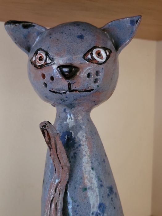Керамична котка декорация ханд мейд