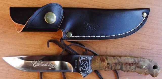 Нов Ловен нож на Браунинг Browning с инкрустация и кожена кания