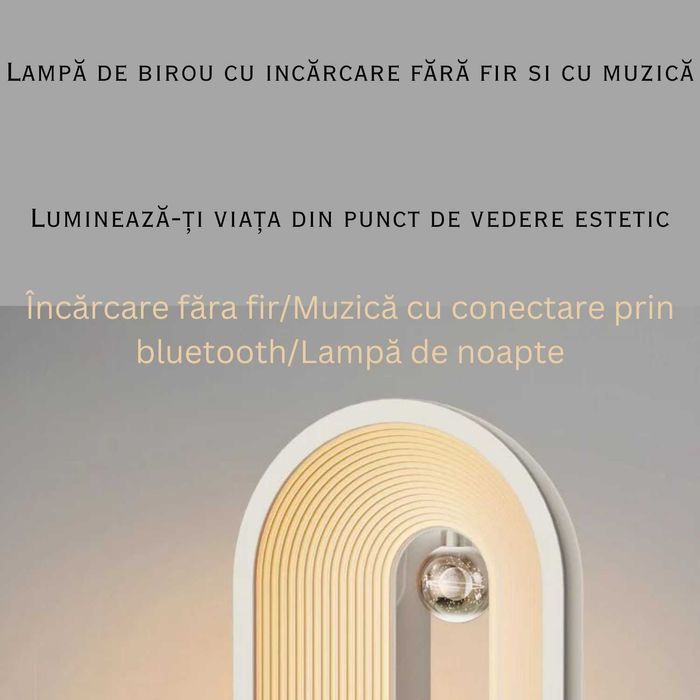 Incarcator WIRELESS, Lampa LED, Conexiune prin BLUETOOTH, alb/roz