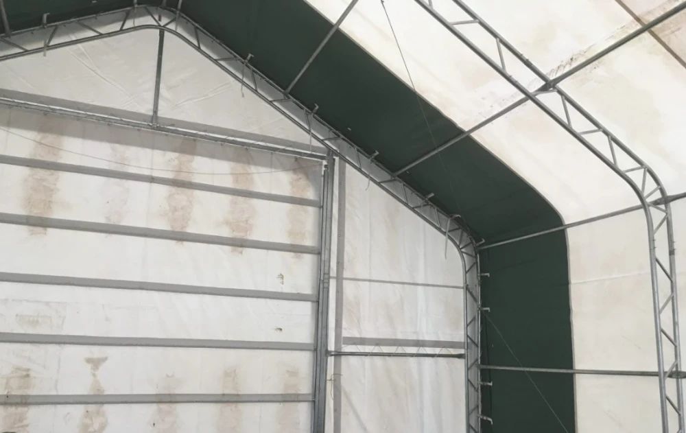 Cort depozitare industrial 10x24,4x5,2m, tip casă, Alb/Gri