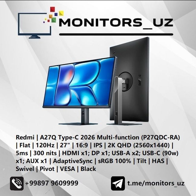 [NEW] монитор Redmi A27Q 2026 2K 120Hz Type-c